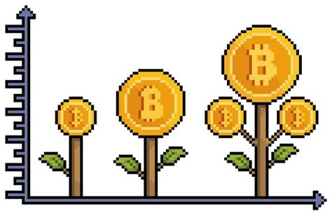 Pixel Art Plante Bitcoin Croissance Icône Vectorielle De Crypto