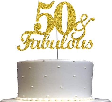 Buy Zyozique 50 And Fabulous Cake Topper Gold Glitter 50 Birthday Cake Topper Fifty And