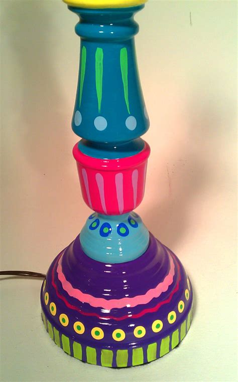 Hand Painted Table Lamp 006 Fun Funky Whimsical And Crazy Etsy