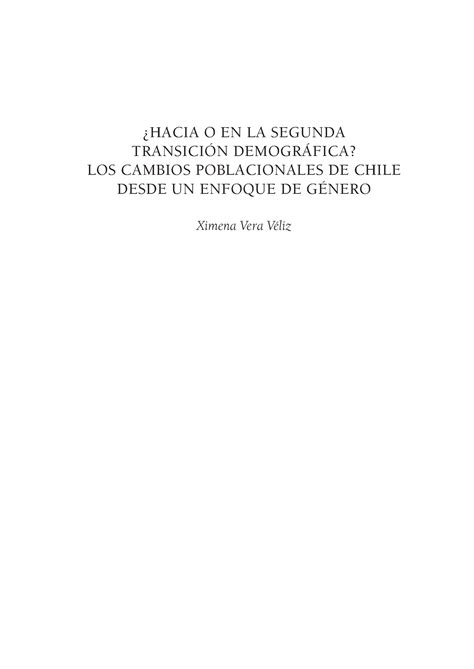 Hacia O En La Segunda Transici N Demogr Fica Los Cambios Poblacionales