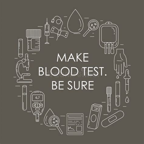 Blood Test Concept Vector Illustration With Blood Analysis Items Stock