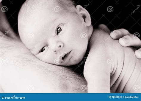 New Born Baby Boy Lying On Father S Chest Stock Photo Image Of Love