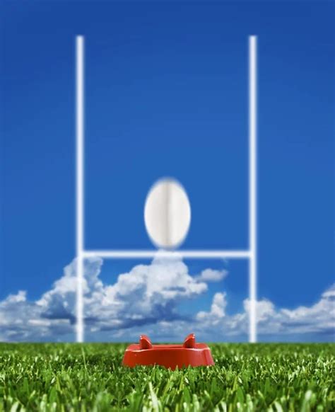 Rugby Ball Ready To Be Kicked On The Field Stock Photo Tish