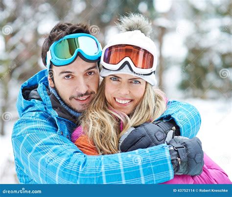 Happy Couple Together On Ski Trip Stock Photo Image Of Winter Trip