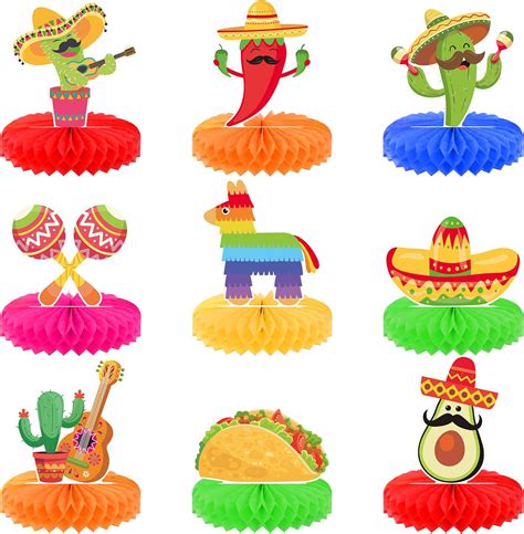 Katchon Fiesta Centerpieces For Tables Pack Of 9 Cinco De Mayo Decorations