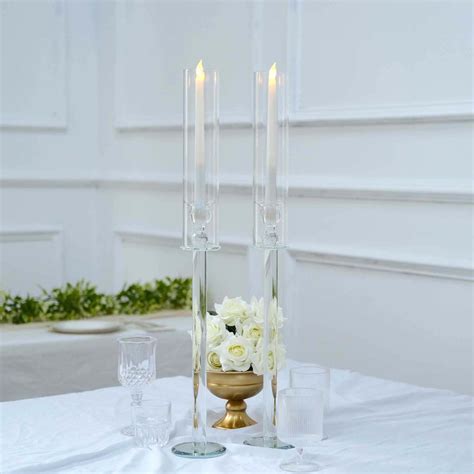 26 Tall Clear Crystal Candle Holders