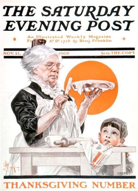 Boy Watching Grandmother Trim Pie The Saturday Evening Post