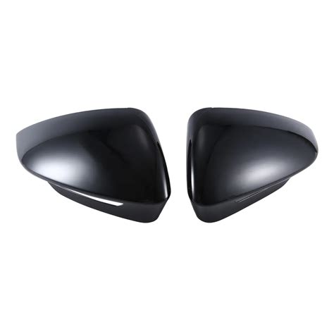 Glossy Black Side Rearview Mirror Replace Cap Cover With Lane Assist