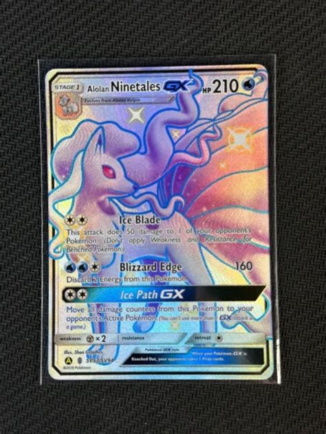 Pokemon Card Alolan Ninetales Gx Hidden Fates S M Full Art Ultra Rare