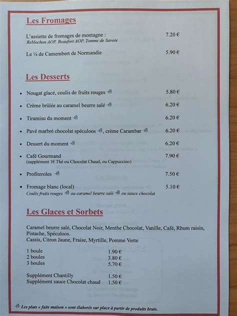 Menu au Restaurant La Potinière du Lac Bagnoles de l Orne