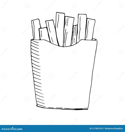 French Fries Clip Art Vector Illustration Hand Drawn Sketch Stock