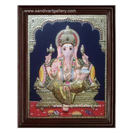 Shop Online Vinayagar Semi Embossed Tanjore Painting Free Shipping