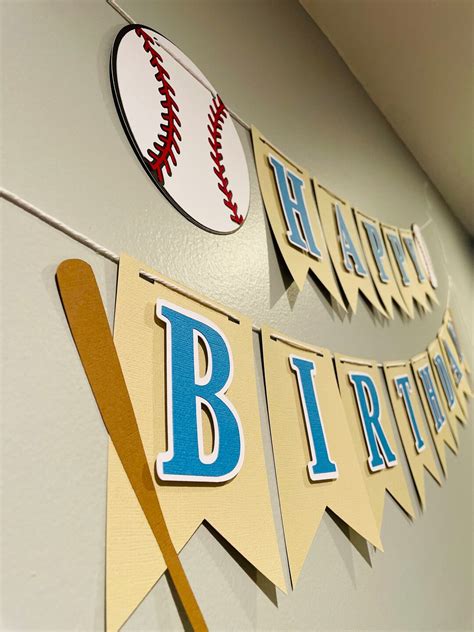 Baseball Happy Birthday Banner-custom Name/age Banner - Etsy