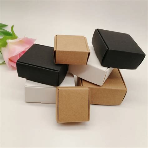 Bo Tes En Papier Kraft Noir Blanc Pi Ces Pour Emballage Boucles D