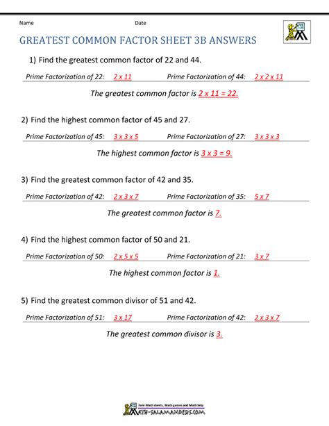 Prime Factorization Using Ladder Method Lcm And Gcf Elementary Worksheets Library