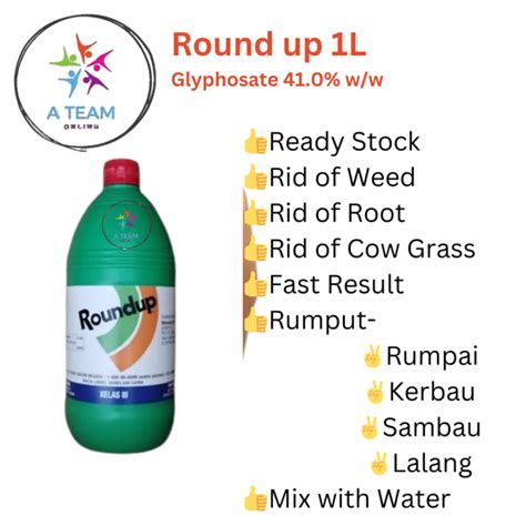 L Roundup Round Up Monsanto Glyphosate Weed Killer Racun Rumput