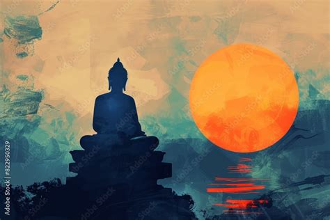 Illustration Of Buddha Meditating For Vesak Day Greeting Card Vesak