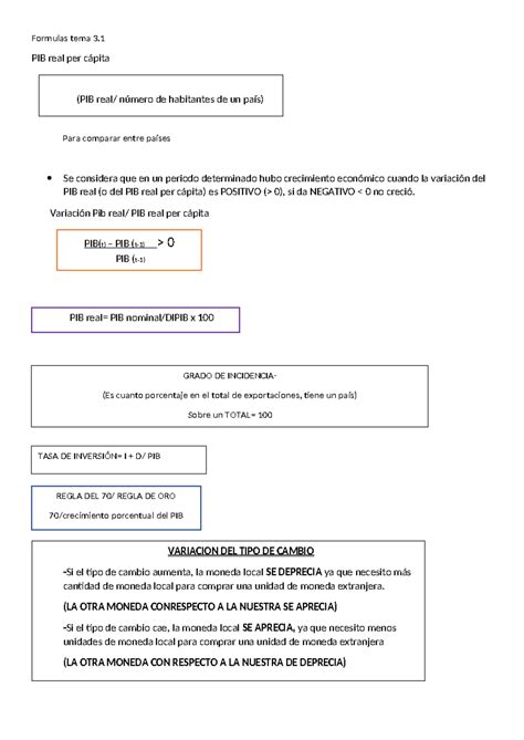 Formulas Tema Principio De Econom A Resumen Formulas Tema Pib