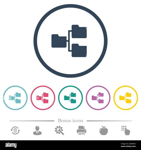Shared Folders Flat Color Icons In Round Outlines 6 Bonus Icons