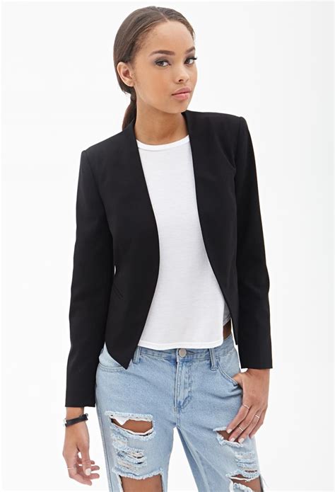 Forever 21 Black Classic Collarless Blazer Lyst Blazer Blazers