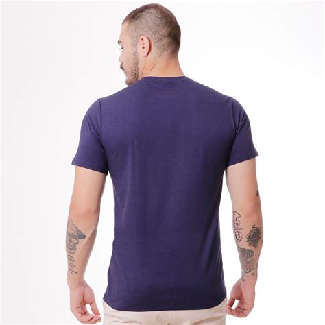 Camiseta Básica Lacoste Azul Marinho Logo mono Pima Zeus Select