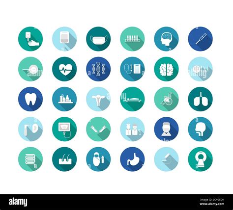 Conjunto De Iconos M Dicos Con Sombra Larga Plano Dise O Ilustraci N