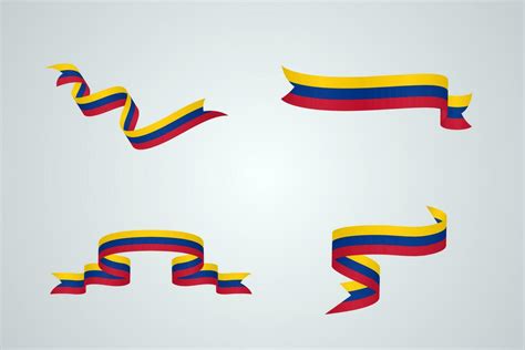 Conjunto De Bandera Cinta Con Paleta Colores De Colombia Para