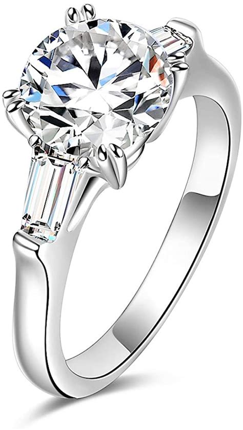 Amazon Espere Sterling Silver 2 Carat CZ Baguette Round Solitaire