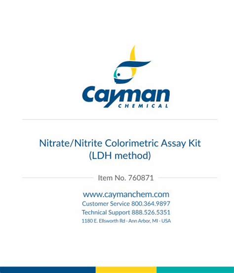 Pdf Nitratenitrite Colorimetric Assay Kit Ldh Method · Pdf