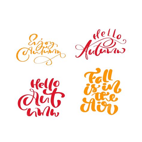 Autumn Calligraphy Vector Png Images Set Of Orange Vector Lettering