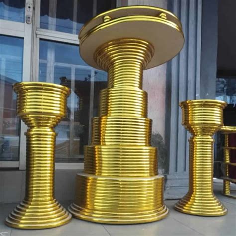 Gold Striped Tower Pulpit Eloquent Displays Decor