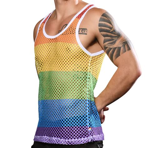 Andrew Christian Pride Mesh Stripe Tank Top Rainbow Inderwear