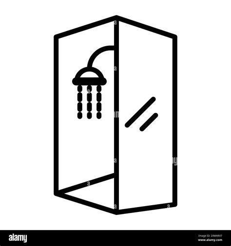 Shower Cabin Bathroom Icon Linear Logo Mark Set Collection In Black And