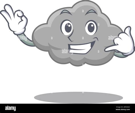 Cartoon Design Of Grey Cloud With Call Me Funny Gesture Stock Vector