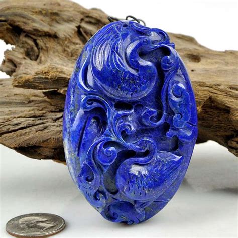 Hand Carved Natural Lapis Lazuli Crane Bird Carving / Gemstone Figurine ...