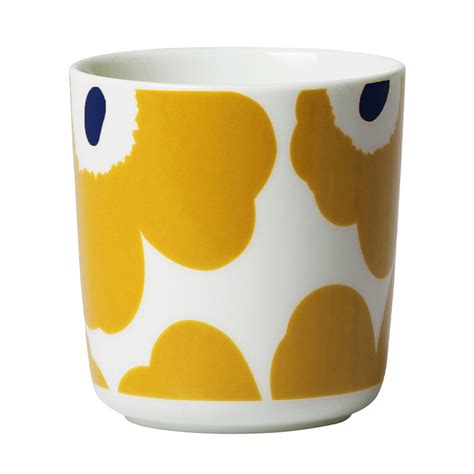 Marimekko Oiva Unikko Coffee Cup W O Handle 1 8 Dl White Yellow