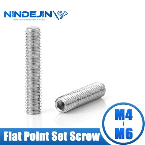 NINDEJIN Hexagon Hex Socket Set Screw Flat Point Allen Head Grub Screw