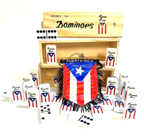 Puerto Rico Dominoes Set Premium Puerto Rican Domino Flag Adult Size