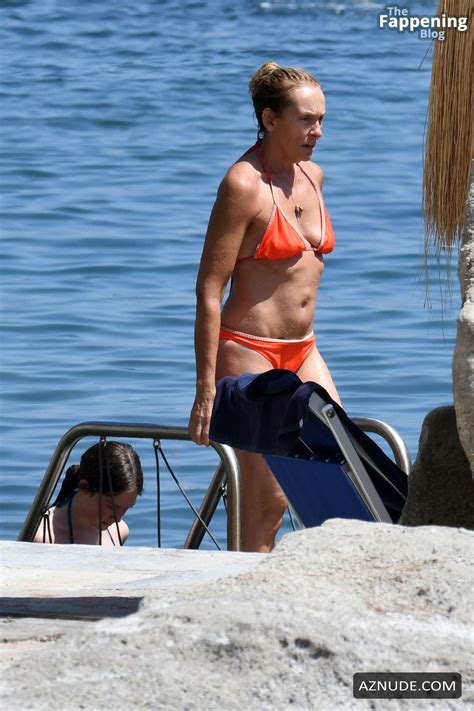 Toni Collette Rocks An Orange Bikini For A Sexy Seaside Getaway In Ischia Aznude