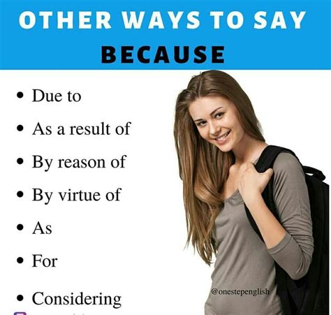 Other Ways To Say Because English Vocabulary English Vocabulary