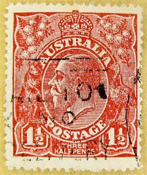 Vintage Stamp Of Australia 1 5d King George V Collectible Postage Stamp