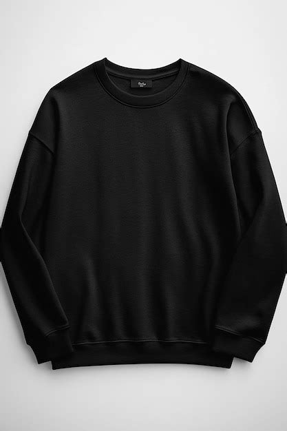 Kaos Hitam Lengan Panjang Dengan Crew Neck Premium Ai Generated Image