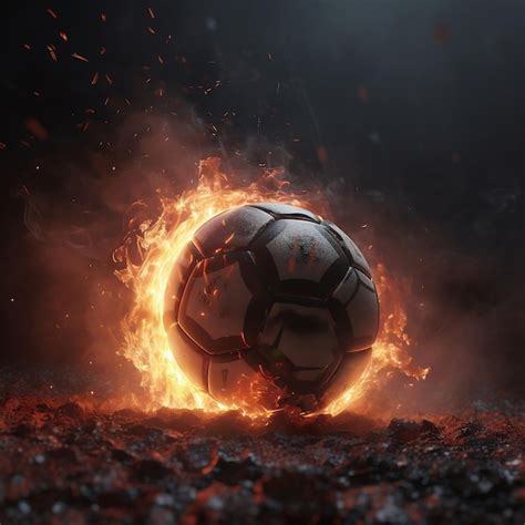 Premium Photo A Soccer Ball On Fire