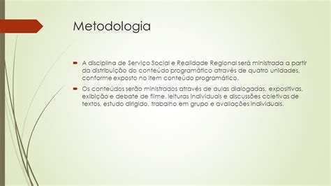 Plano De Ensino Servi O Social E Realidade Regional Ppt Carregar