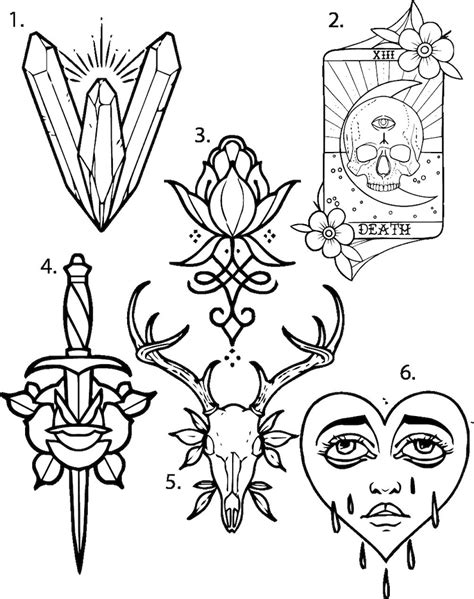 Pre Made Ready To Use Flash Tattoo Stencils Set Of Etsy