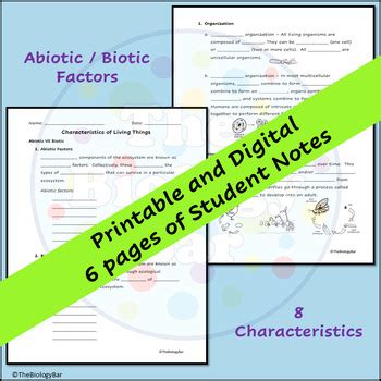 Characteristics Of Living Things Notes By The Biology Bar TPT