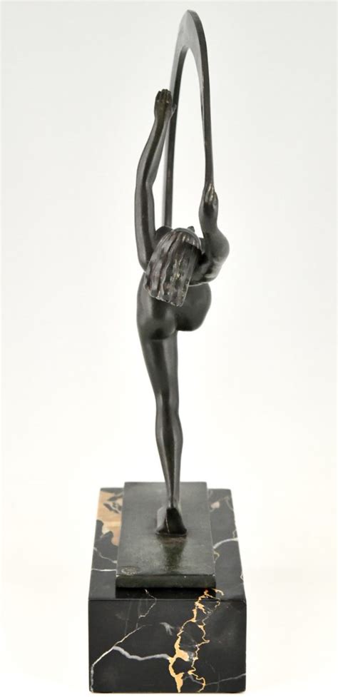 Art Deco Sculpture Of A Nude Scarf Dancer Bacchanale Deconamic