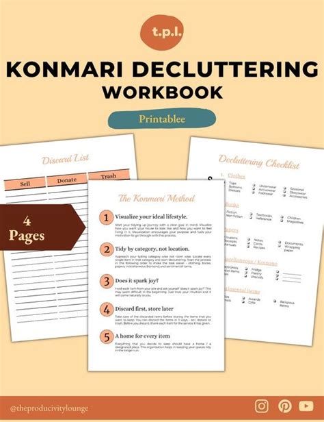 Konmari Method Printable Workbook Declutter Printable Etsy Konmari