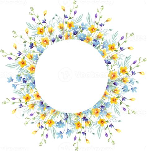 Wildflowers Frame Watercolor Clipart 21952861 Png