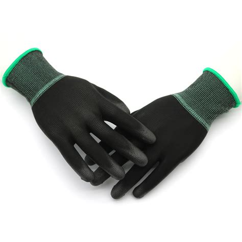 Oil Chemical Resistant Nylon Liner Black PU Coated Safety Work Gloves